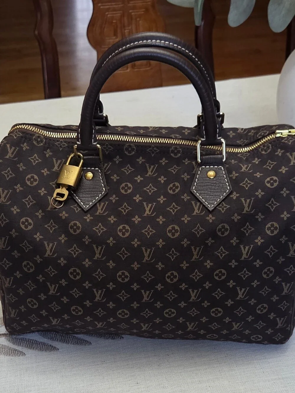 Louis Vuitton Brown Monogram Canvas Duffel Bag with Gold Hardware